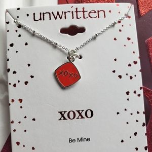 Love XOXO Silver Pendant Necklace Red Enamel NWT